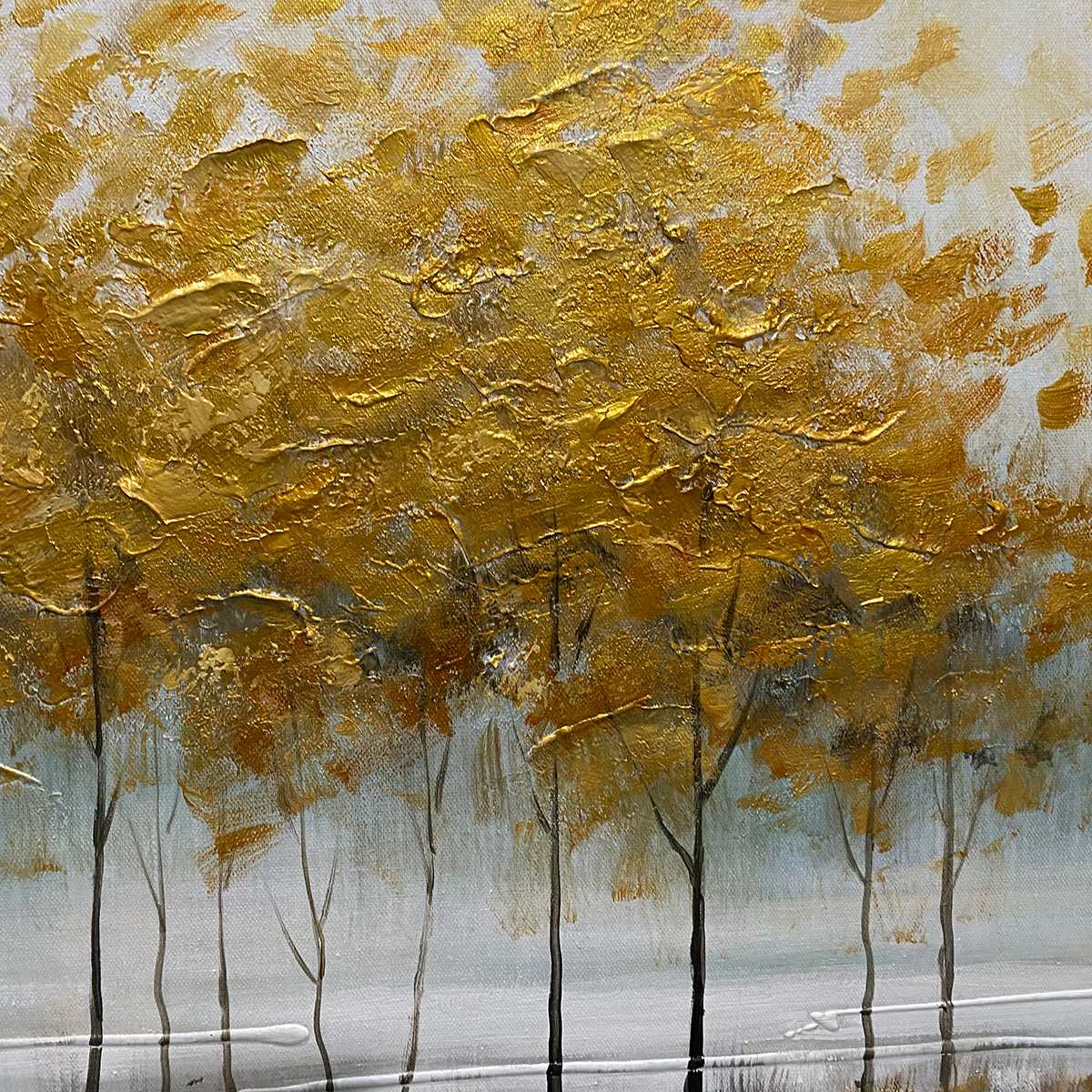 GOLDEN REFLECTIONS: Serene Landscape Oil Painting