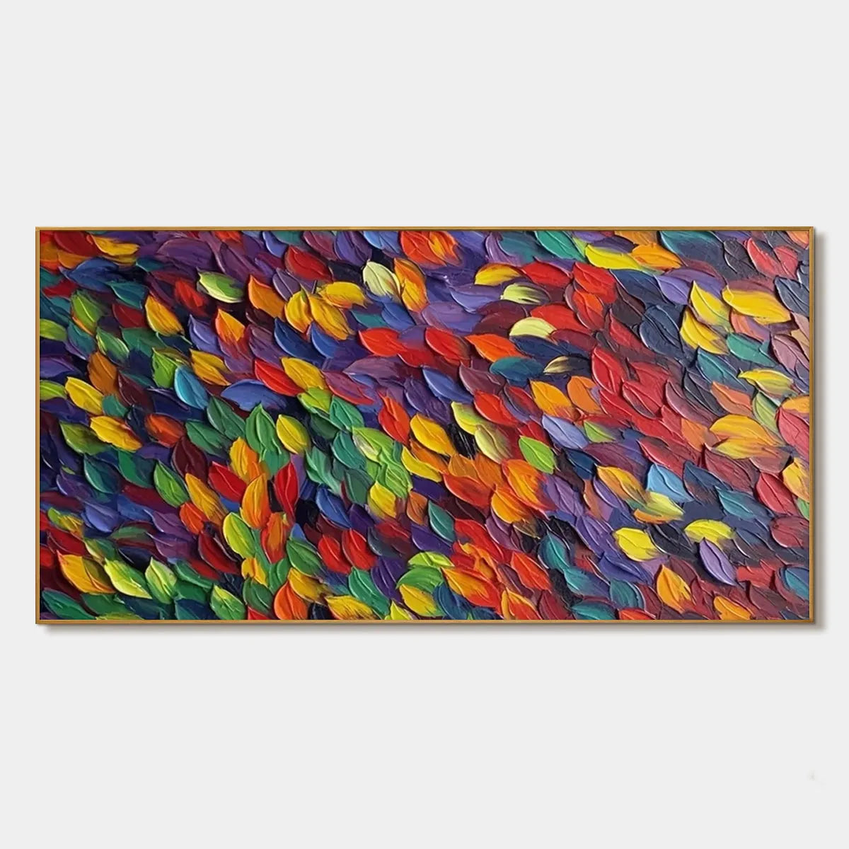 Spectrum Rain: Colorful Abstract Impasto Oil Painting Canvas Art