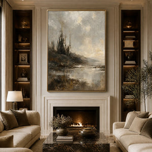 TARNISHED LAKE: Moody Lake Landscape Painting