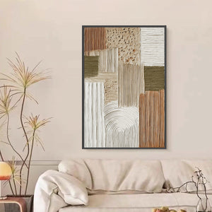 Heavily textured abstract original wall art in earthy Wabi Sabi tones.
