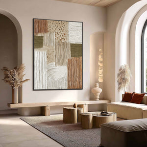 Original handmade impasto abstract wall art, TERRA FIRMA Wabi Sabi.