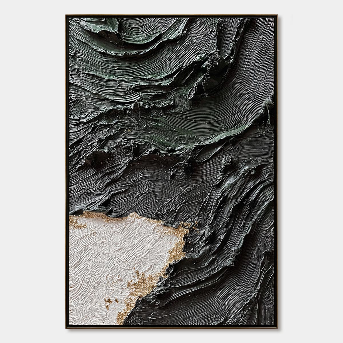 わ*う様 定価10万 SUGARHILL FADED PAINTER OVERA Terra Firma | Heavy Texture Abstract Painting in Black White Gold