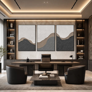 TERRA FIRMA textured minimalist abstract triptych in earth tones