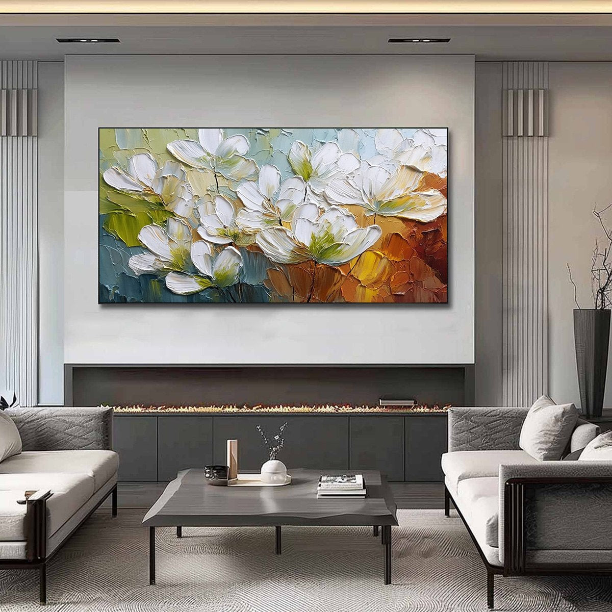 TERRA FLORA: Textured Palette Knife Floral Impasto Oil Painting