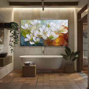TERRA FLORA: Textured Palette Knife Floral Impasto Oil Painting