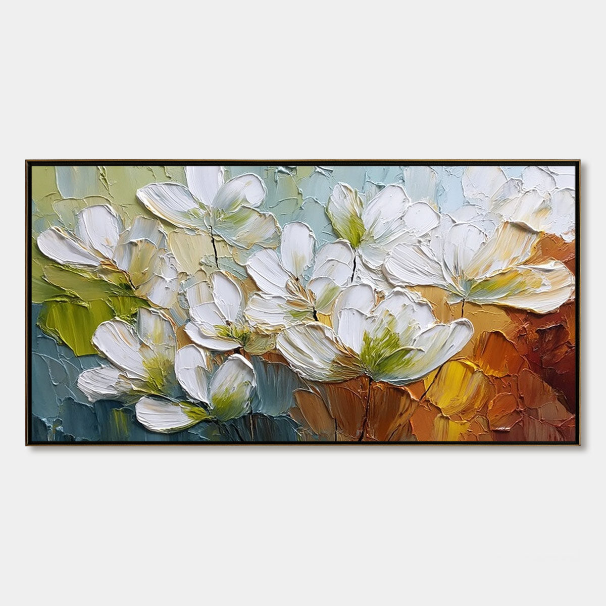 TERRA FLORA: Textured Palette Knife Floral Impasto Oil Painting