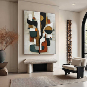 TERRA FORMA: Textured Geometric Abstract Oil Painting for Modern Decor