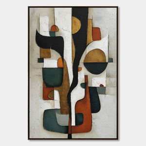 TERRA FORMA: Textured Geometric Abstract Oil Painting for Modern Decor