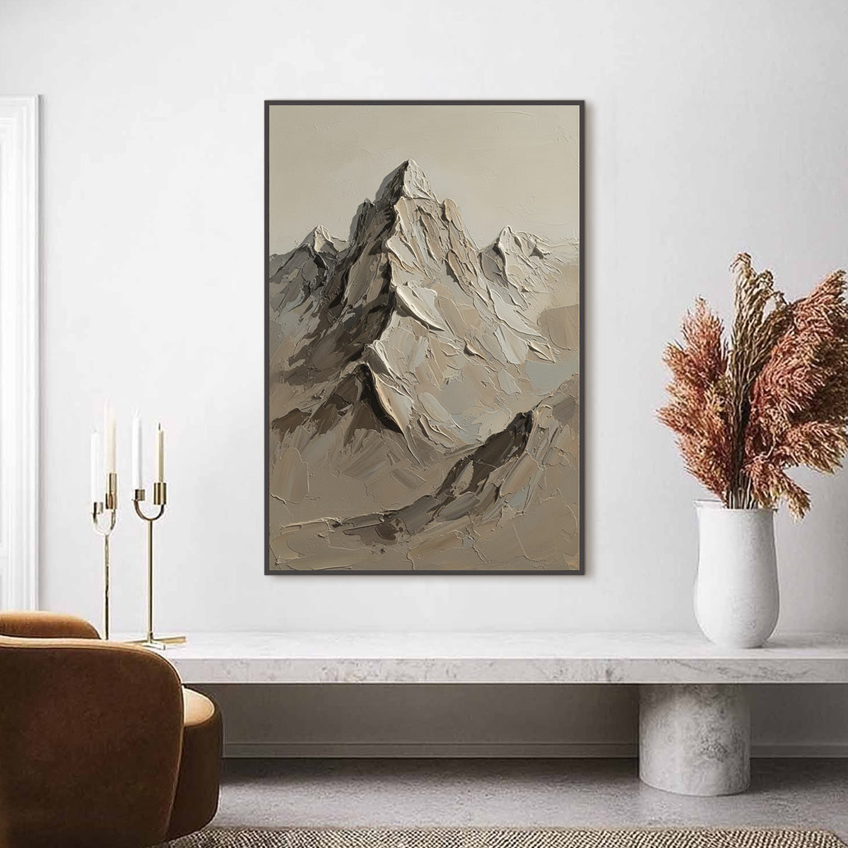 TERRA PEAK: Textured Wabi Sabi Mountain Impasto Wall Art