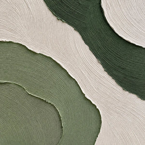 Textured Wabi Sabi abstract diptych in earthy green and beige tones
