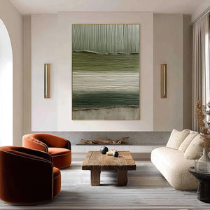 TERRA VERDE: Vertical Wabi Sabi Textured Abstract Green Earth Painting