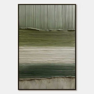 TERRA VERDE: Vertical Wabi Sabi Textured Abstract Green Earth Painting