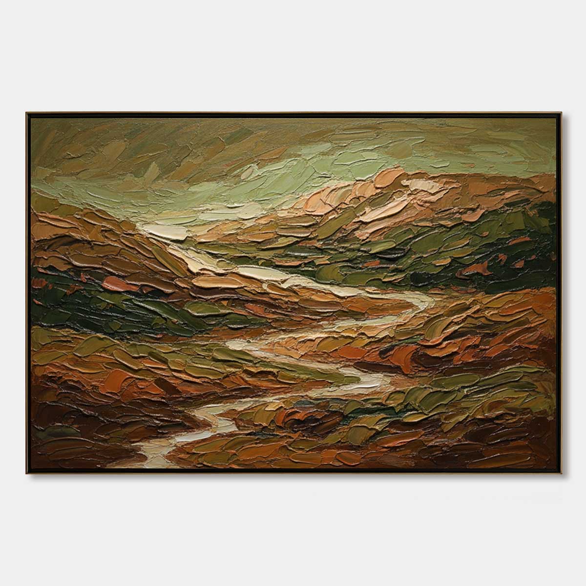 Terra Vista: Textured Impasto Landscape Oil Painting Wall Art