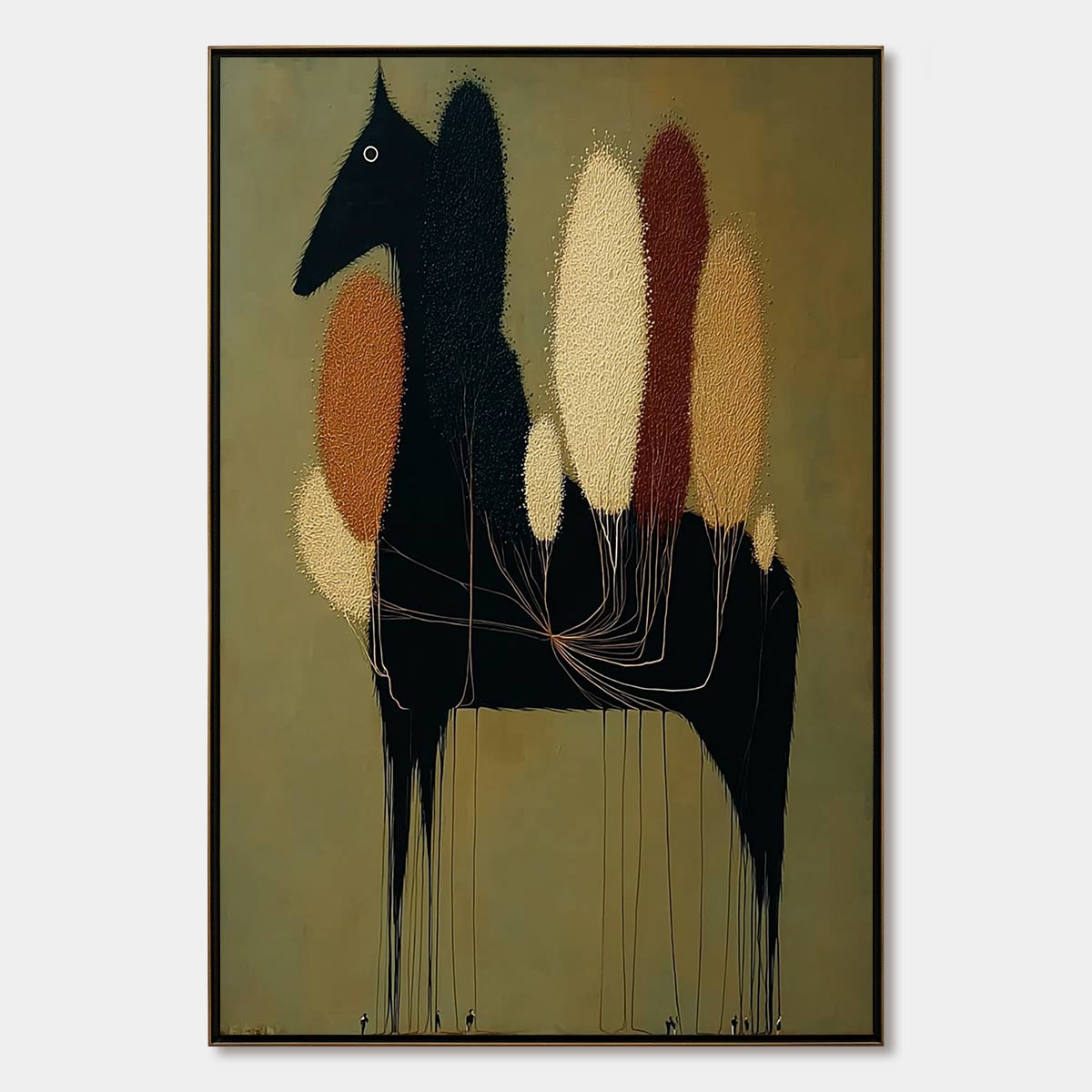 TERRANE STEED: Surreal Wabi Sabi Textured Horse and Tree Abstract Painting