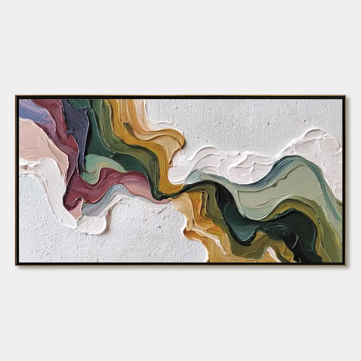 Terra Flow Panoramic Abstract Impasto Oil Painting | Textured Wall