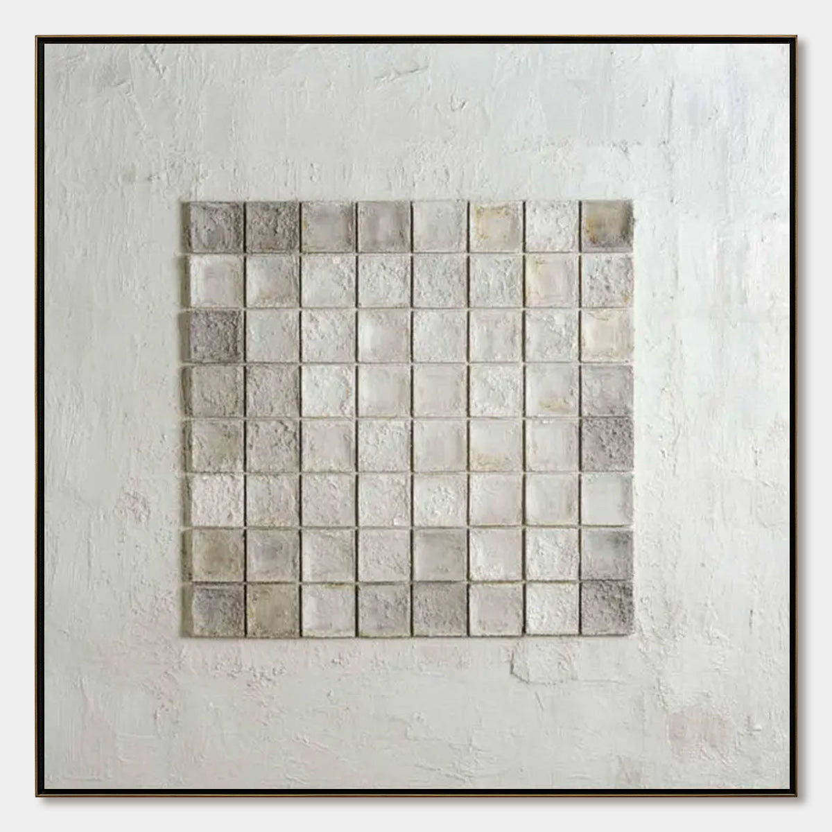 TESSELLATION Textured Minimalist Abstract White Oil Painting