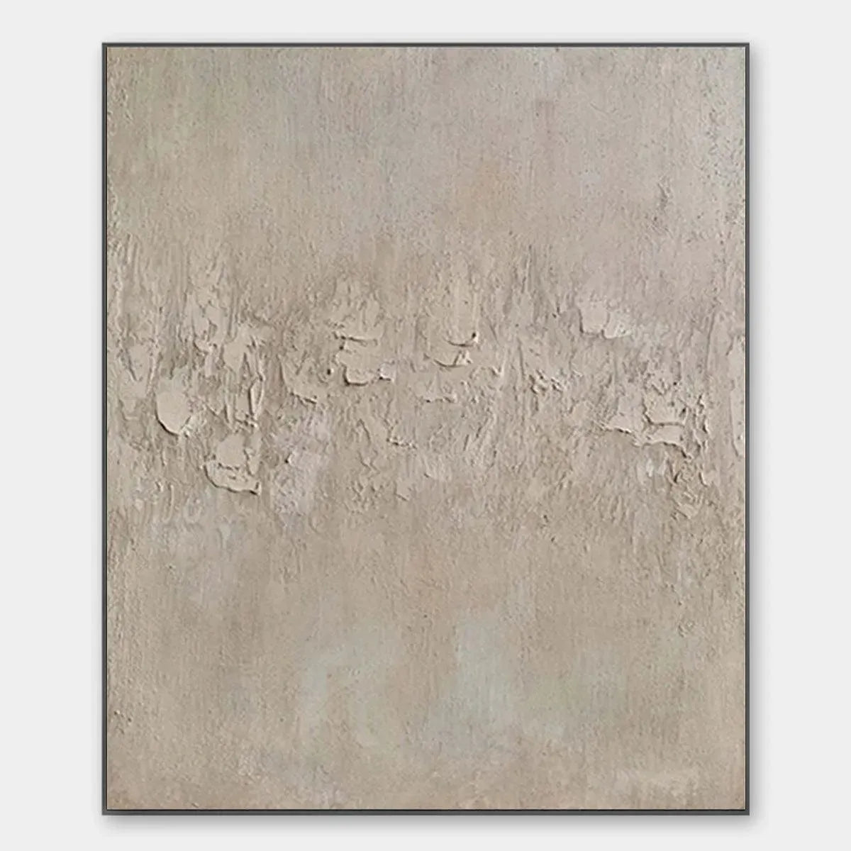 Textured Beige Abstract Painting by Javier Ramirez - Square Wall Art for modern home decor