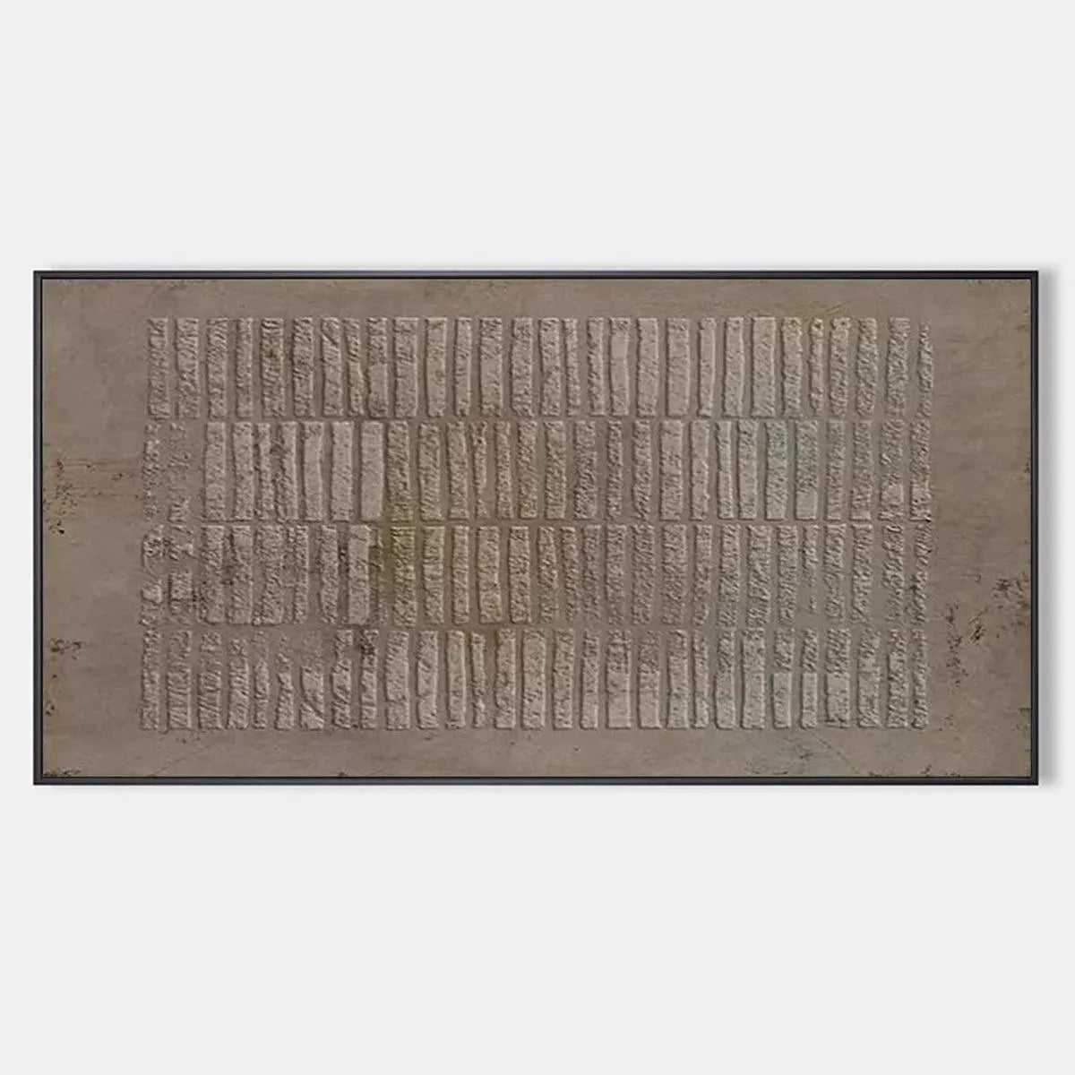 Javier Ramirez's Textured Rectangle Array: Minimalist textured painting in brown, perfect for a modern living room or office.