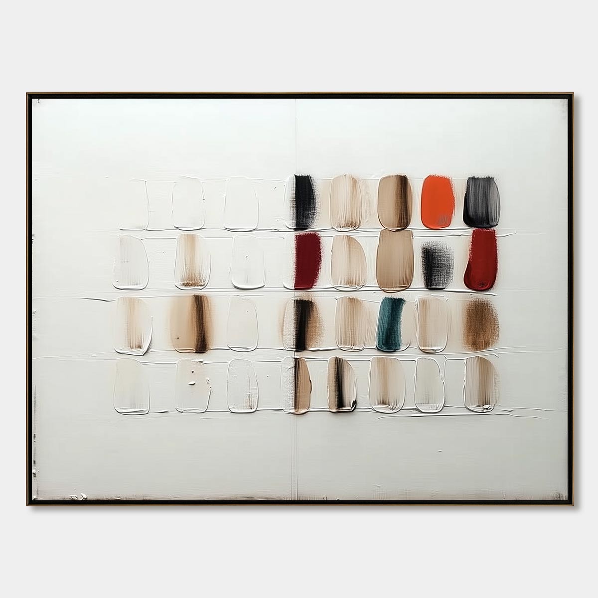 Abstract art piece with colorful rectangular shapes on a white background