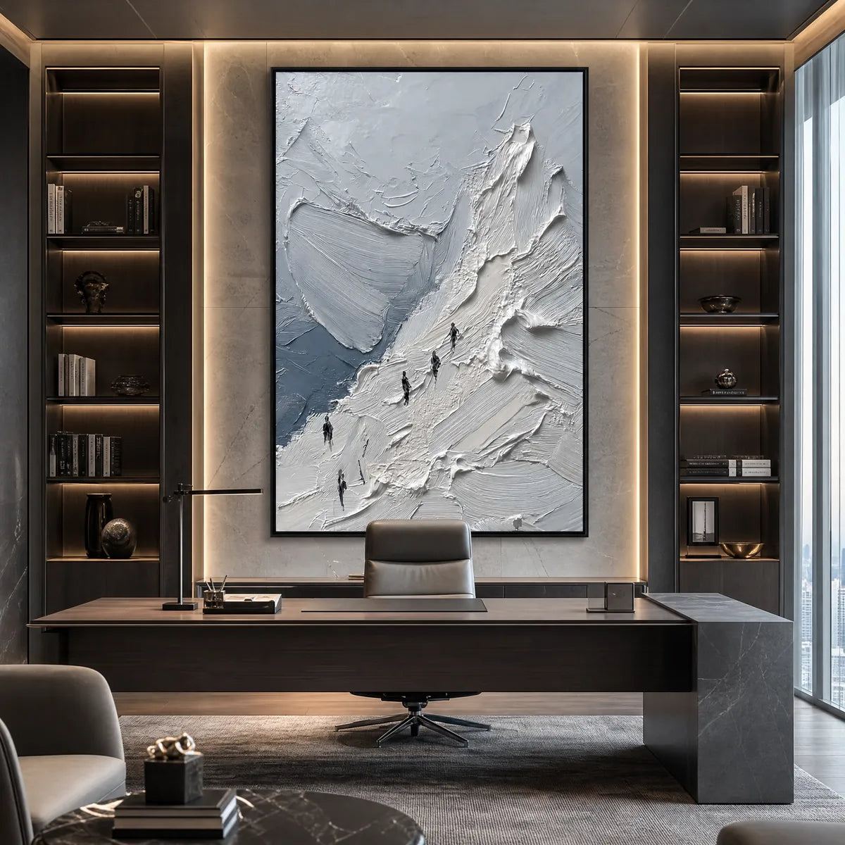 THE ASCENT Textured Impasto Mountain Oil Painting Wall Art