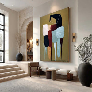 **THE CARAVAN:** Abstract Boho Wabi Sabi Textured Horse Painting