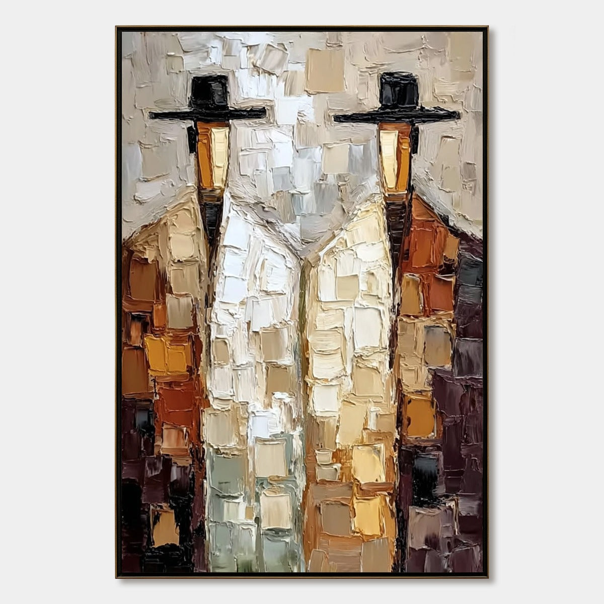 THE COMPANIONS: Textured Abstract Figurative Impasto Oil Painting