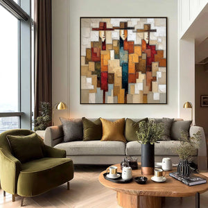 THE COMPANIONS: Textured Abstract Figurative Painting
