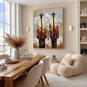THE COMPANIONS: Textured Figurative Impasto Art for Modern Decor