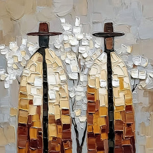 THE COMPANIONS: Textured Figurative Impasto Art for Modern Decor