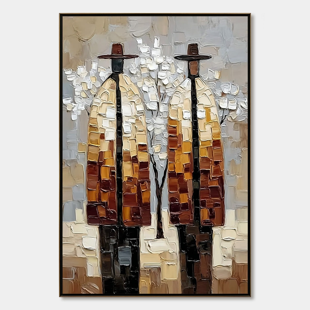 THE COMPANIONS: Textured Figurative Impasto Art for Modern Decor