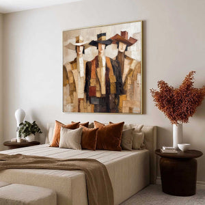 THE COMPANIONS: Textured Figurative Portrait Oil Painting with Palette Knife