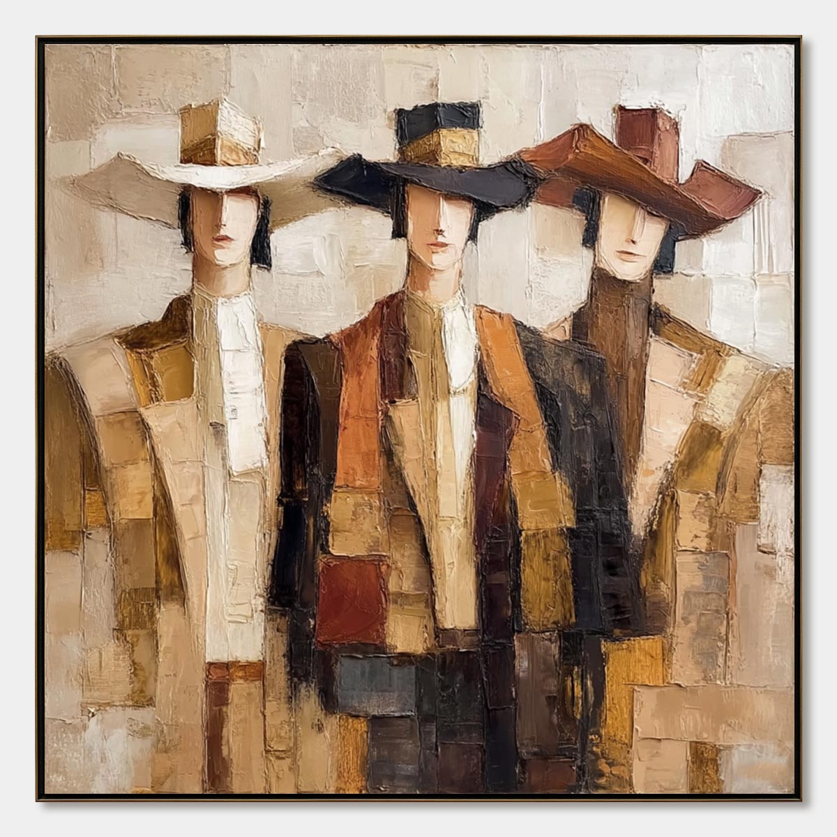 THE COMPANIONS: Textured Figurative Portrait Oil Painting with Palette Knife