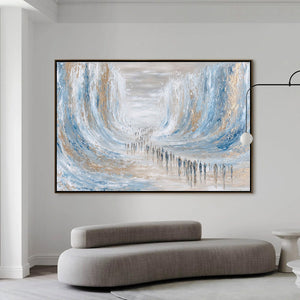 THE CROSSING: Large Textured Abstract Painting of a Human Journey