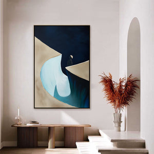 THE CROSSING: Minimalist Abstract Painting of a Figure's Journey