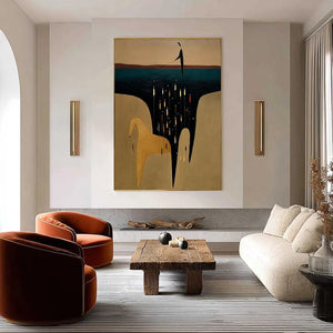 THE FERRYMAN'S PASSAGE: Vertical Abstract Figurative Wall Art