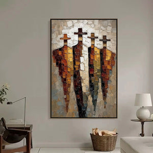 THE FOUR JOURNEYMEN: Abstract Figurative Impasto Palette Knife Painting