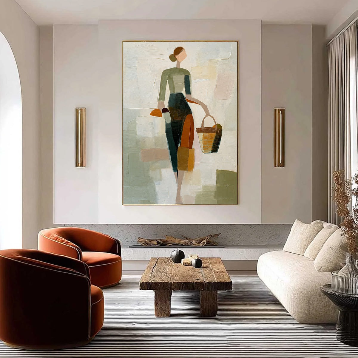 THE GATHERER: Textured Abstract Figurative Painting of a Woman