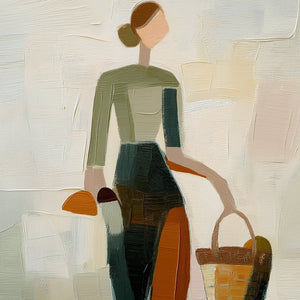 THE GATHERER: Textured Abstract Figurative Painting of a Woman