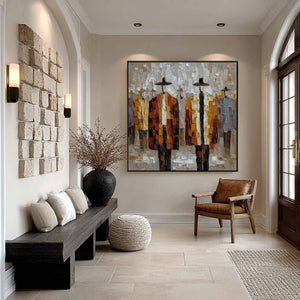 THE GATHERING: Abstract Figurative Palette Knife Impasto Painting