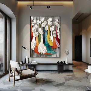 THE GATHERING: Colorful Textured Abstract Figurative Painting