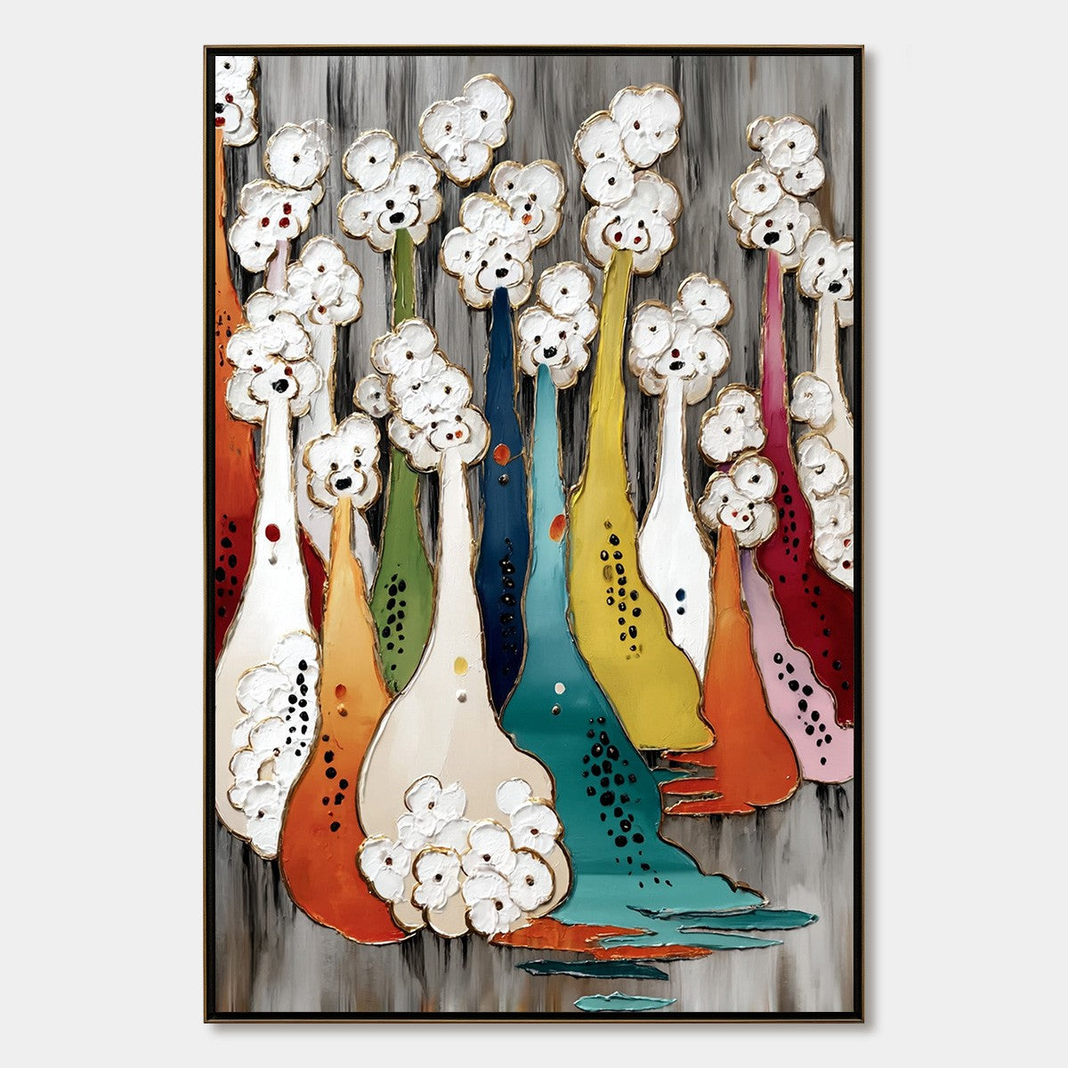 THE GATHERING: Colorful Textured Abstract Figurative Painting