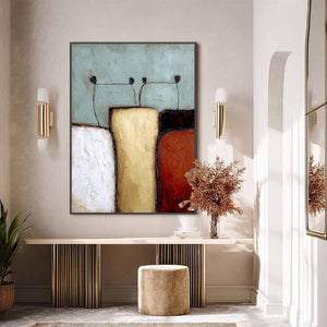THE GATHERING: Textured Wabi Sabi Abstract Painting of Earthy Forms