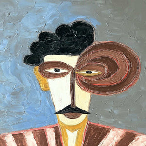 THE GENTLEMAN: Expressive Abstract Portrait Oil Painting for Modern Decor