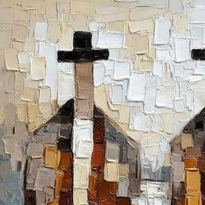 THE GENTLEMEN'S ACCORD: Textured Abstract Painting of Three Figures