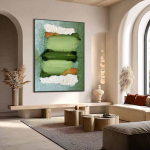 THE LONG RUN: Textured Abstract Green Landscape Painting with Runners