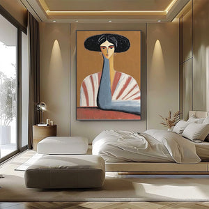 THE MUSE: Textured Figurative Portrait Oil Painting for Modern Decor