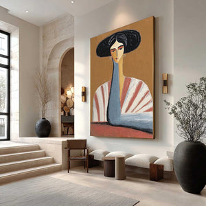 THE MUSE: Textured Figurative Portrait Oil Painting for Modern Decor