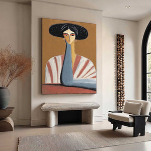 THE MUSE: Textured Figurative Portrait Oil Painting for Modern Decor