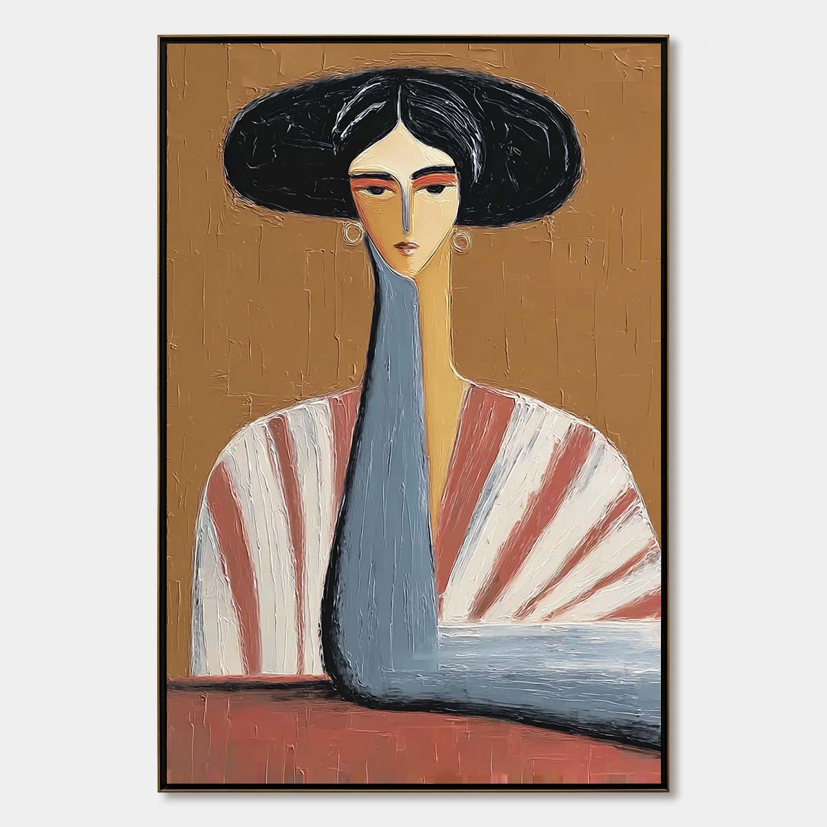 THE MUSE: Textured Figurative Portrait Oil Painting for Modern Decor