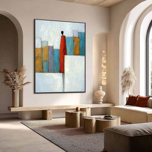 THE OBSERVER: Colorful Abstract Figurative Cityscape Painting